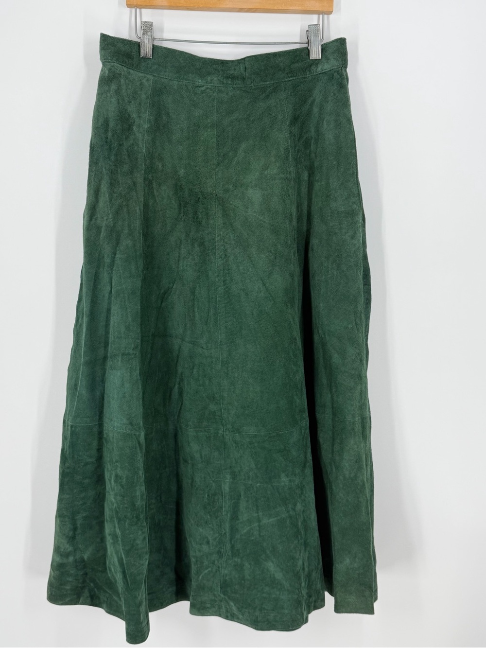 Bagatelle Vintage Suede Leather Midi Skirt A-Line 12 Equestrian Dark Academia - Picture 3 of 13